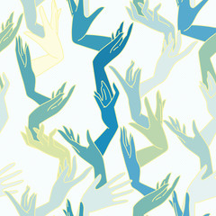 Vector seamless pattern of graceful female hands intertwined