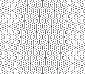 Gordijnen Vector moderne naadloze meetkunde patroon bloem, zwart-witprinter abstracte geometrische achtergrond, wallpaper print, monochroom retro textuur, hipster fashion design © sunspire