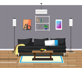 interior modern living room lamp sofa