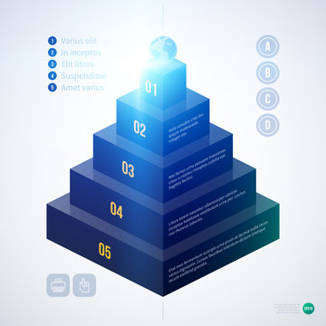 Isometric 3d pyramid chart template on white background. EPS10