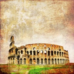 Naklejka premium Grunge image of Colosseum. Rome, Italy. With space for text.