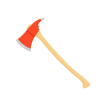 Axe fire department icon illustration. - A vector illustration of a red fireman's axe.  Axe blade fire fighter's tool.