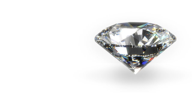 Spinning diamond on white with place for text