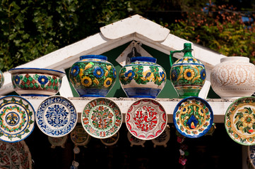 Romanian traditional ceramic plates Horezu area, Romania