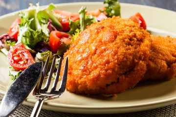 Cutlet Cordon Bleu with salad