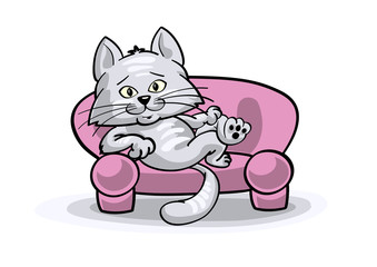 Кот развалился на диване