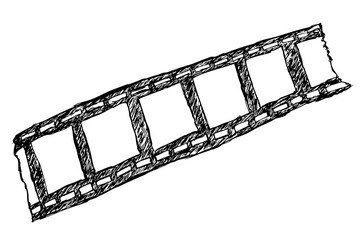 Hand Draw Sketch of Film Strip, isolated on white 
