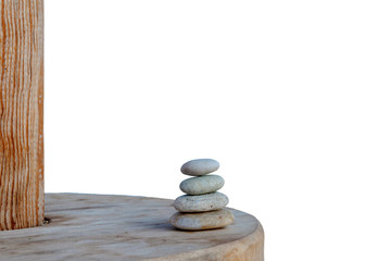 Balanced several Zen stones isolated on white background