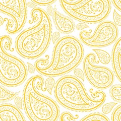 Yellow Cashmere Seamless Pattern - 91766031