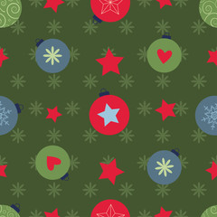 vector seamless pattern with colorful christmas balls