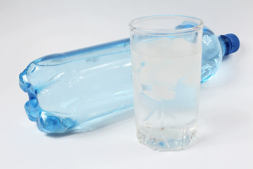 Bottle and a glass of cold water