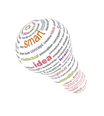 An illustration of bulb made with text