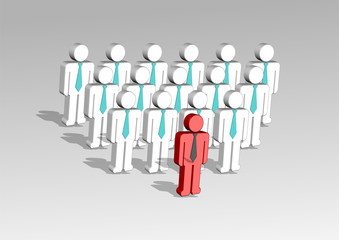 3d illustration of a group of employees and their leader