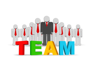 3d illustration of a group of employees and their leader