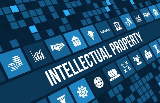 Intellectual Property concept image with business icons and copyspace