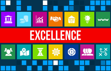 Excellence concept image with business icons and copyspace