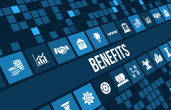 Benefits concept image with business icons and copyspace