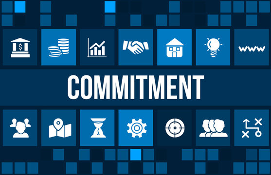 Commitment concept image with business icons and copyspace