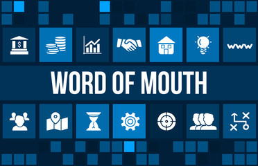 Word of mouth concept image with business icons and copyspace