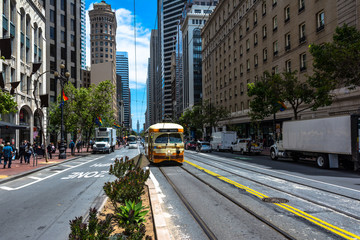 Tram in Market Street in San Francisco