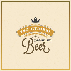Retro Design Element, Badge, Logotype, Label for Beer, Beer Shop, Pub, Bar. Vector Illustration