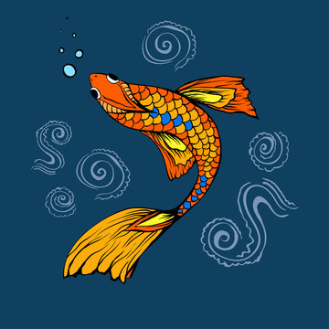 Vector illustration of gold fish