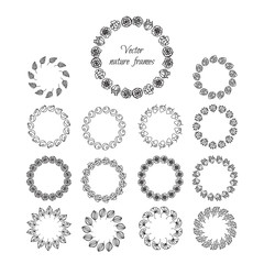 Vintage flowers, fruits and leaves frames collection