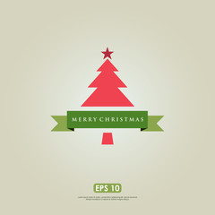 Christmas tree icon with Merry Christmas text