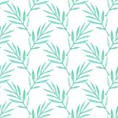 Naklejka na ściany i meble Palm branch. Seamless pattern with leaves. Hand-drawn background