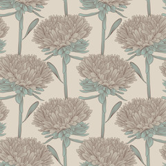 seamless background with flowers aster