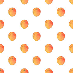 Apricots. Seamless pattern with fruits. Hand-drawn background