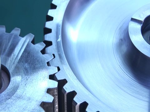Mechanical gears rotate.