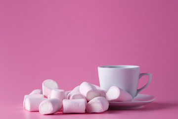 Fototapeta na wymiar Tea cup with marshmallow for her