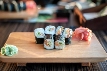 Sushi rolls background