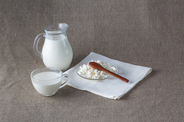 Cottage cheese and milk