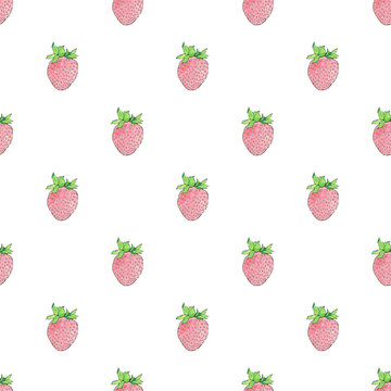 Strawberries. Seamless pattern with berries. Hand-drawn