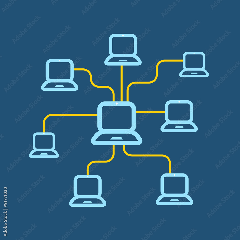 Aufkleber Abstract communication scheme with computers