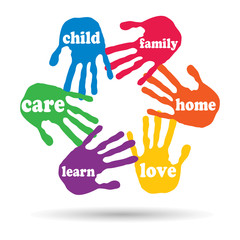 Obraz premium Vector conceptual circle hand print word cloud