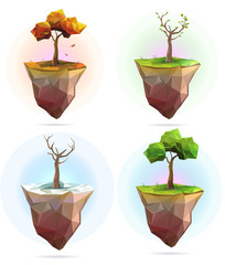 Four seasons tree vector illustration