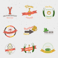 Vector Line Beer labels Oktoberfest. Modern Thin Line Icons for