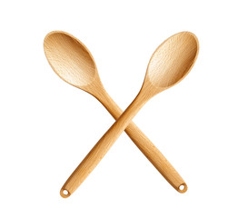 Wooden Kitchen Spoones isolated on white background