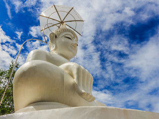 Big White buddha statue in thailand temple