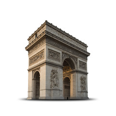 Fototapeta na wymiar Arc de Triomphe On White Background. Paris, France