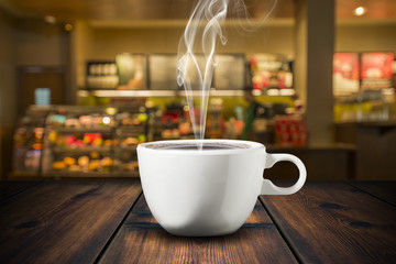 Coffee On Wood Table