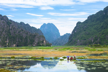 Van Long, Ninh Binh - Famous eco tourim in Vietnam.
