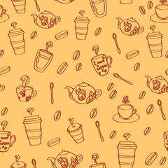 drinks coffee seamless pattern