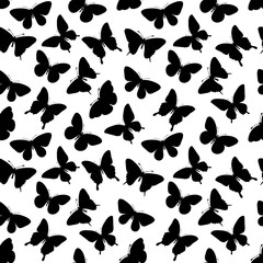 Fototapeta na wymiar Beautiful seamless background with butterflies silhouettes.