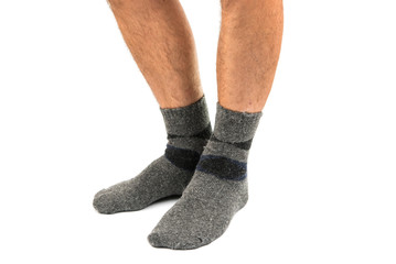 Legs from a businessman without his pants.