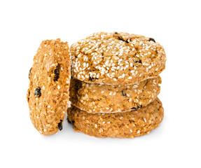 Oatmeal cookies with raisins and sesame seeds