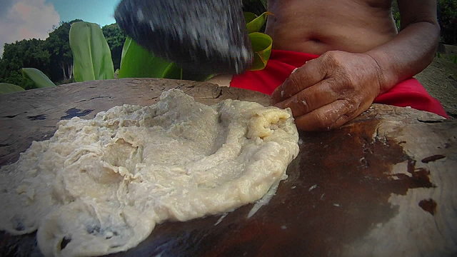 Poi Paste Is Ground On A Pestle Ion Hawaii.